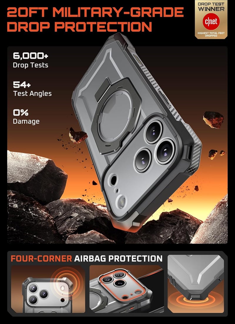 SupCase for iPhone 17 Pro Max Case with Kickstand (Unicorn Beetle Grip), [Camera Control Cover] [Compatible with MagSafe] [Military-Grade Drop Protection] Heavy Duty Magnetic Phone Case, Gray - Image 3